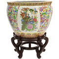 Oriental Furniture 20 Satsuma Birds Flowers Porcelain Fishbowl