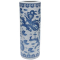 Oriental Furniture 24 Dragon Blue White Porcelain Umbrella Stand