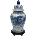 Oriental Furniture 24 Ladies Blue White Porcelain Temple Jar