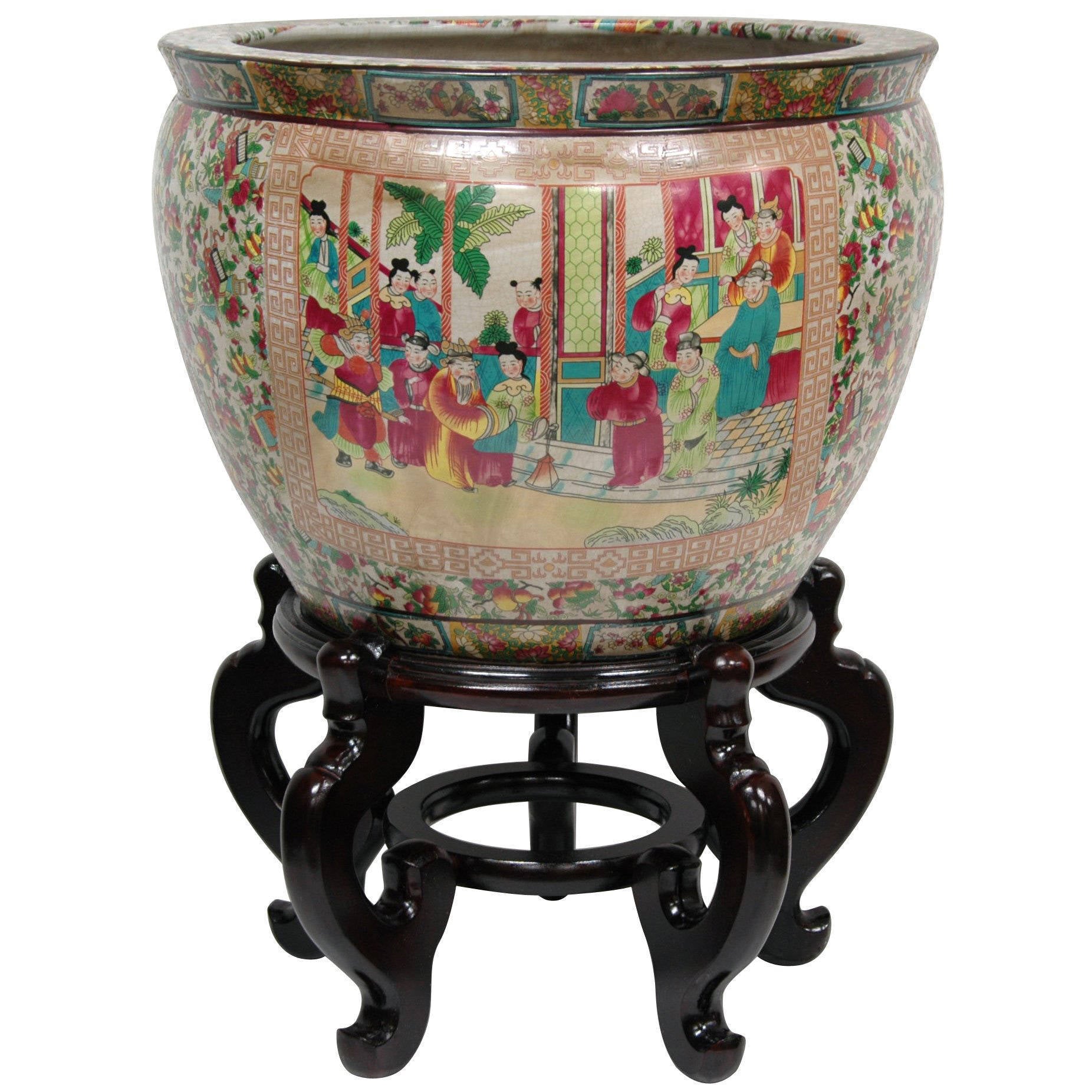 Oriental Home Porcelain 16 Inch Rose Medallion Fishbowl China