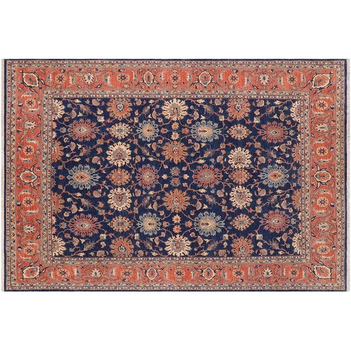 Ziegler Kafkaz Leone Blue Peach Hand Knotted Wool Rug 78 X 103 78 X 103