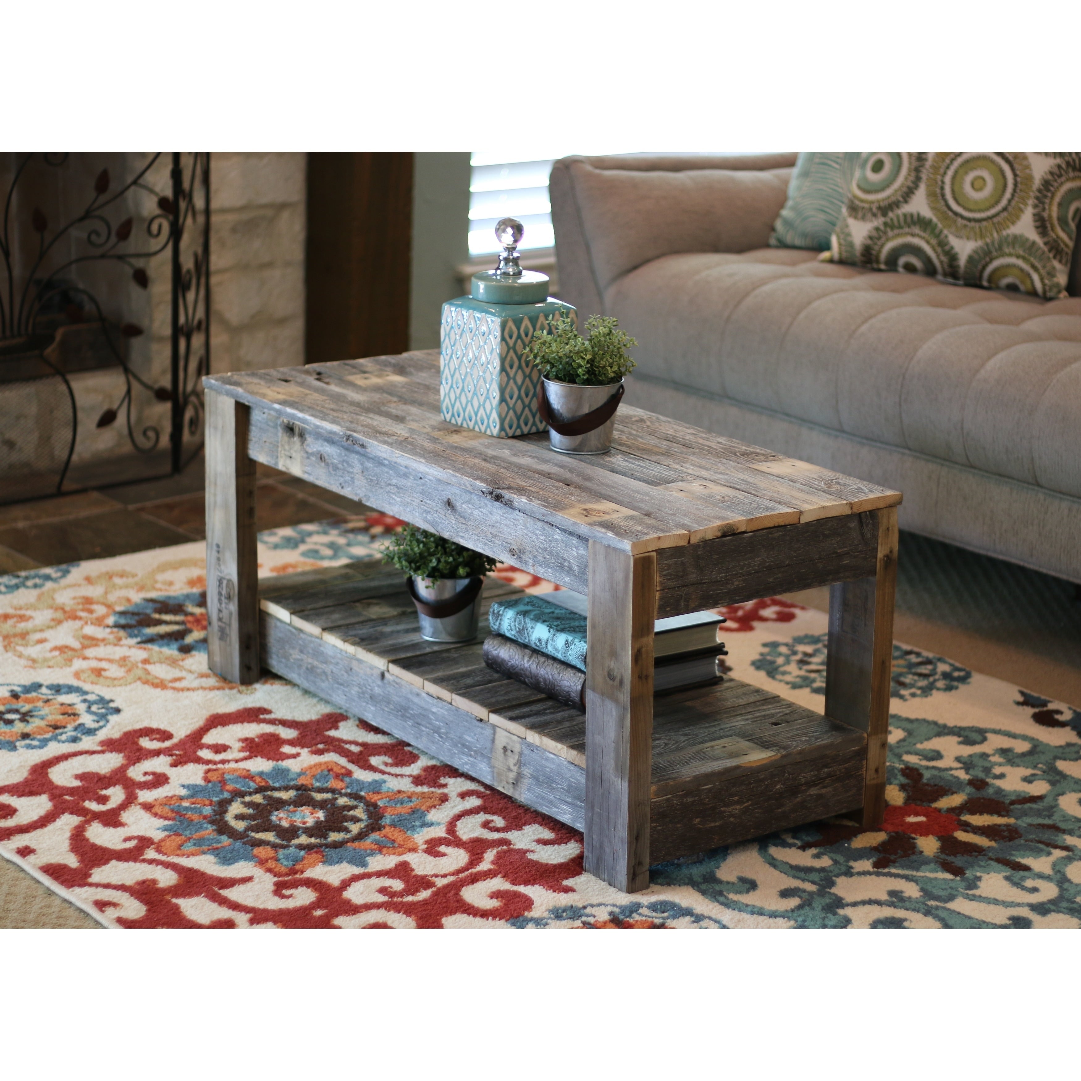 Original Farmhouse Brown Reclaimed Wood Coffee Table