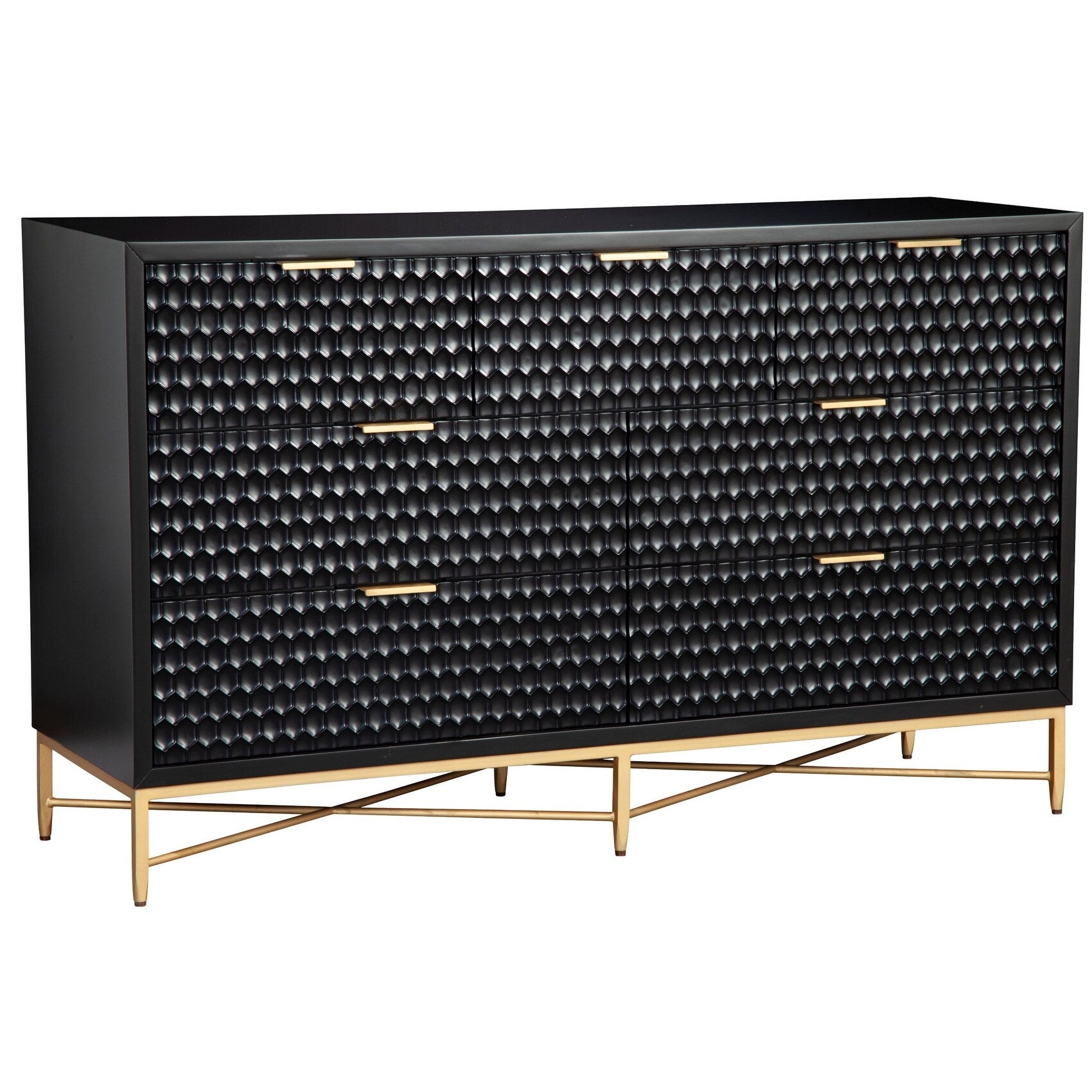 Origins By Alpine Black Pearl Seven Drawer Wood Dresser In Black