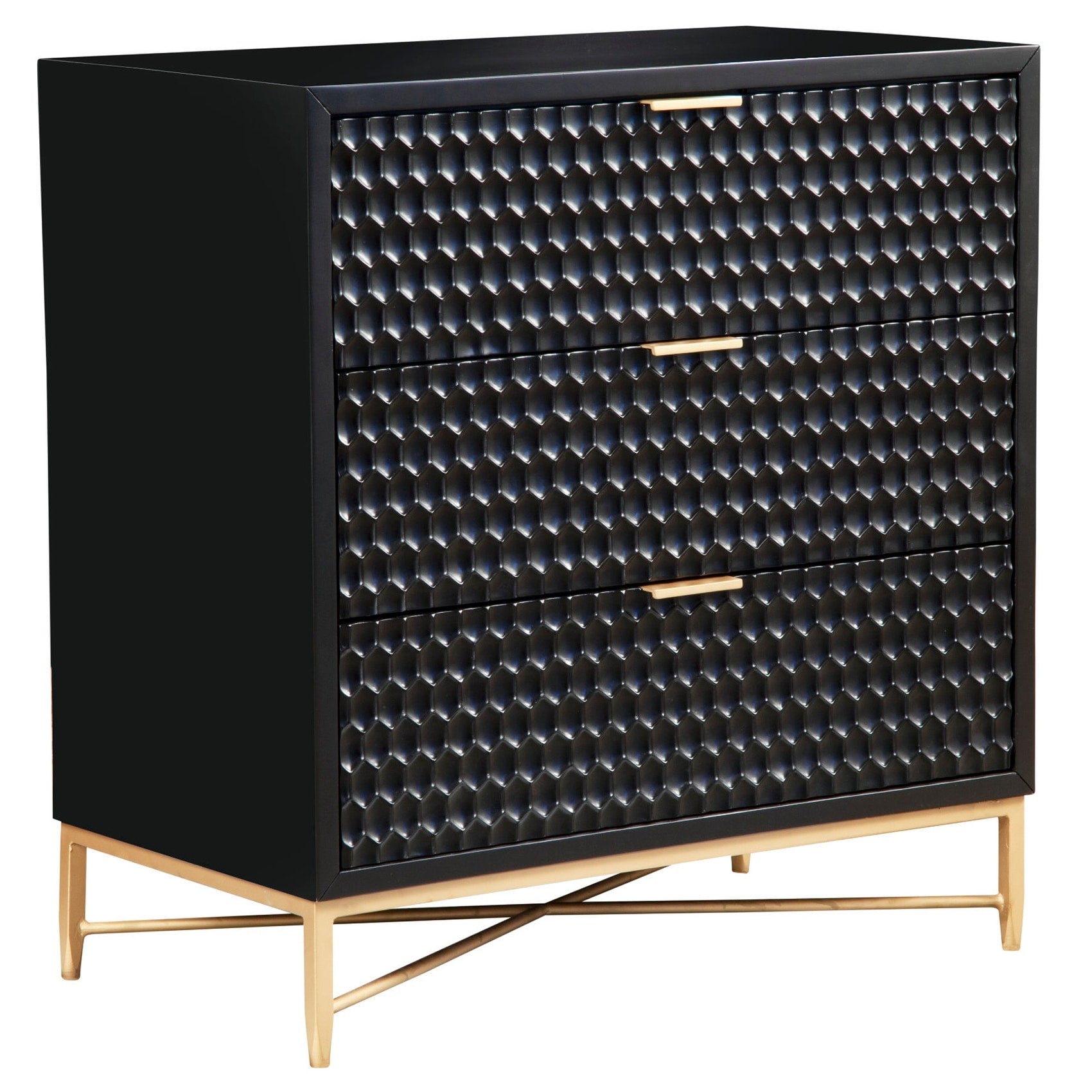Origins By Alpine Black Pearl Three Drawer Small Wood Chest In Black