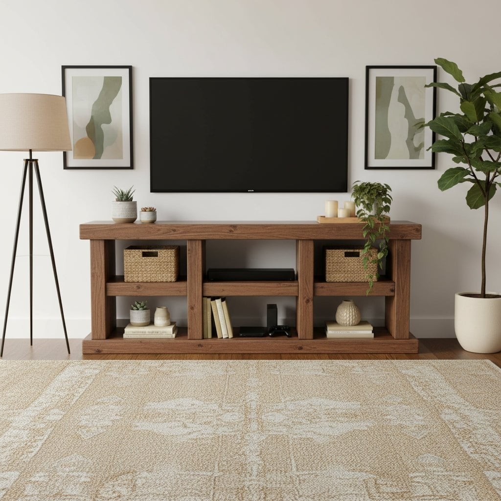 Origins By Alpine Sequoia 80 Console Table Walnut Brown