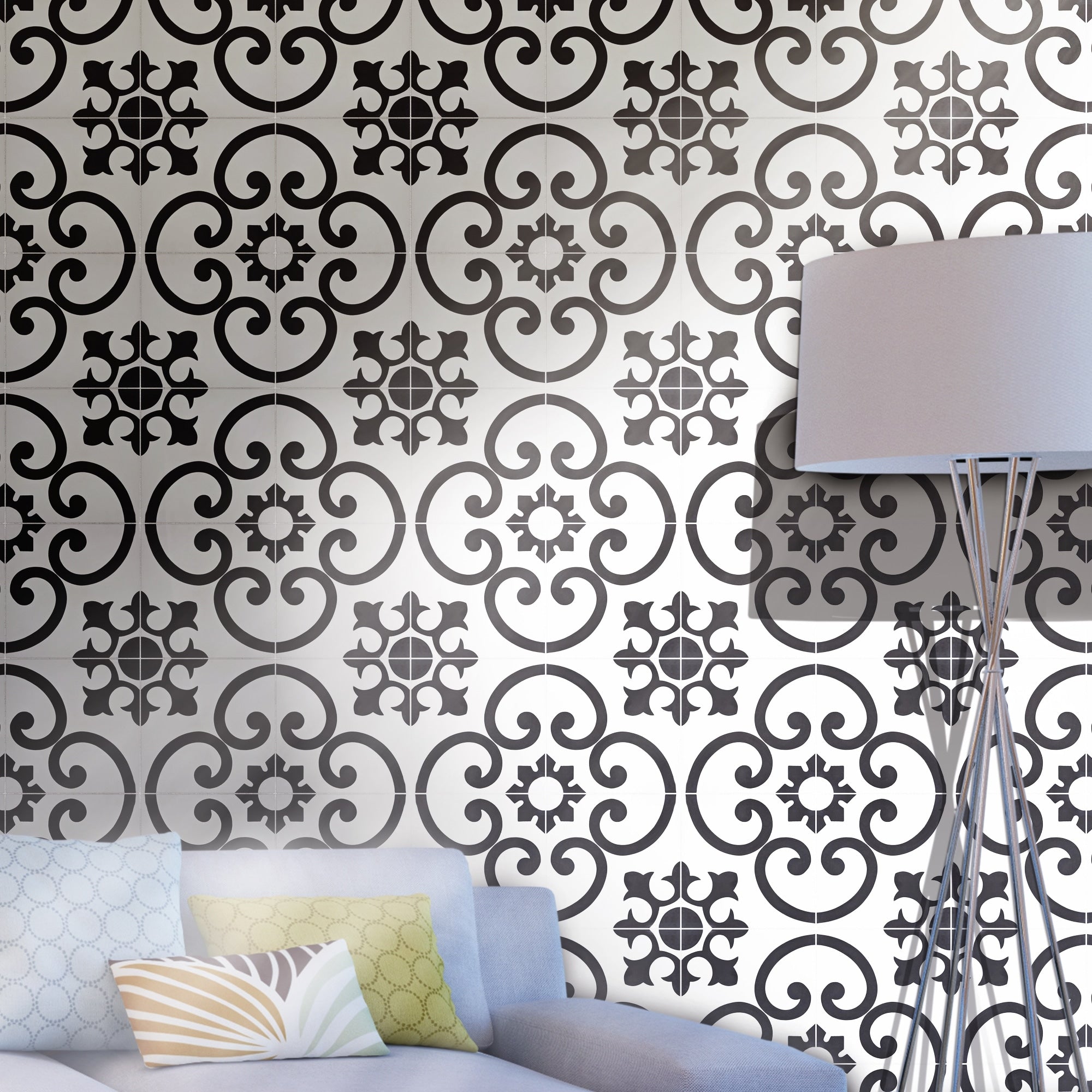 Orika In White And Black Handmade 8X8In Moroccan Tile Pack Of 12