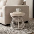 Orinda Rattan Hourglass Side Table With Solid Wood Top By East At Main