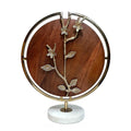 Orion Blossom Sculpture With Marble Base Brown Wood Gold Metal 17 Inch