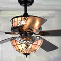 Orla 6 Light Baroque Tiffany 5 Blade 52 Inch Black Ceiling Fan