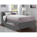 Orlando King Platform Bed With Flat Panel Foot Board And 2 Urban Bed Drawers In Atlantic Grey