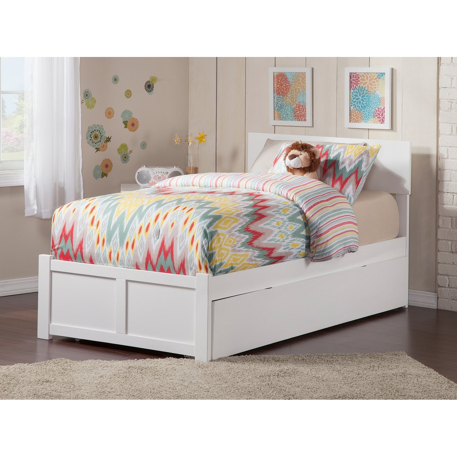 Orlando Twin White Flat Panel Urban Trundle Foot Board