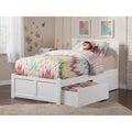 Orlando White Twin Flat Panel Foot Board Bed With Two Urban Bed Drawers