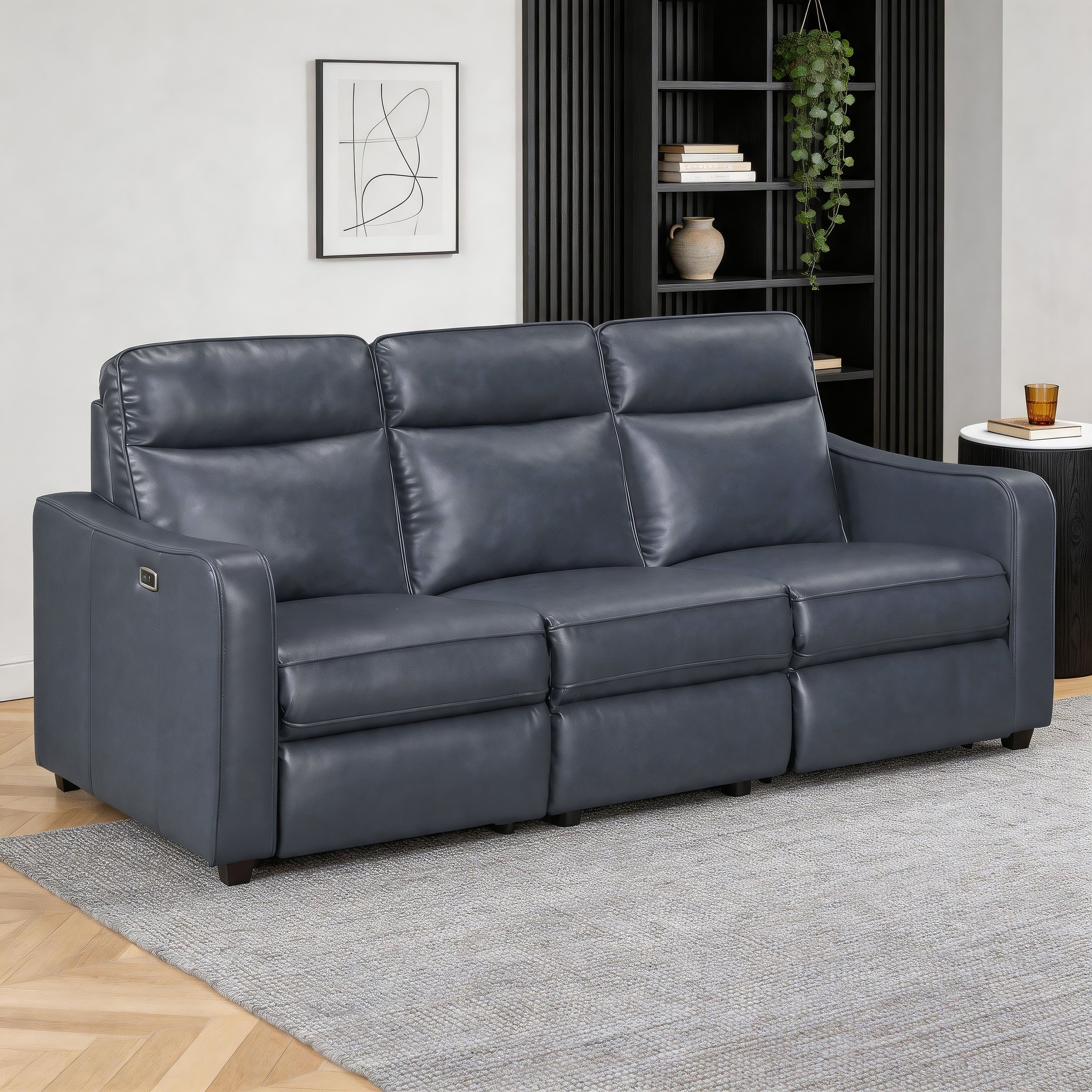 Orlin 84 Faux Leather Power Reclining Sofa With Curved Track Arms