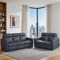 Orlin Faux Leather Curved Track Arms 2 Piece Power Reclining Sofa Sets