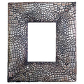 Ornate Rectangle Metal Photo Frame Imitative Alligator Skin