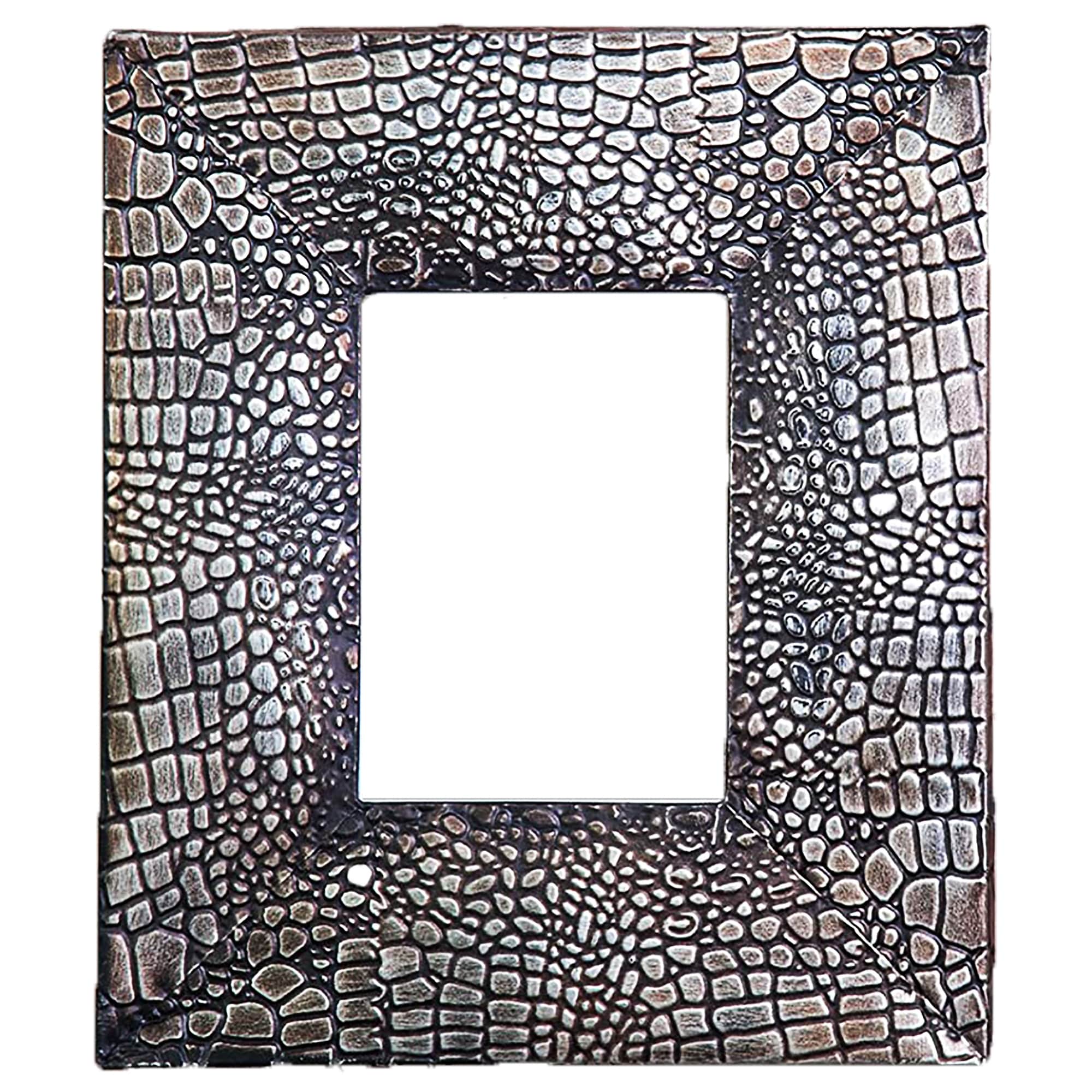 Ornate Rectangle Metal Photo Frame Imitative Alligator Skin