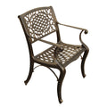 Ornate Traditional Outdoor Mesh Lattice Aluminum Bronze Dining Chair