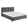 Orra Full Platform Bed Padded Headboard Channel Stitch Gray Polyester
