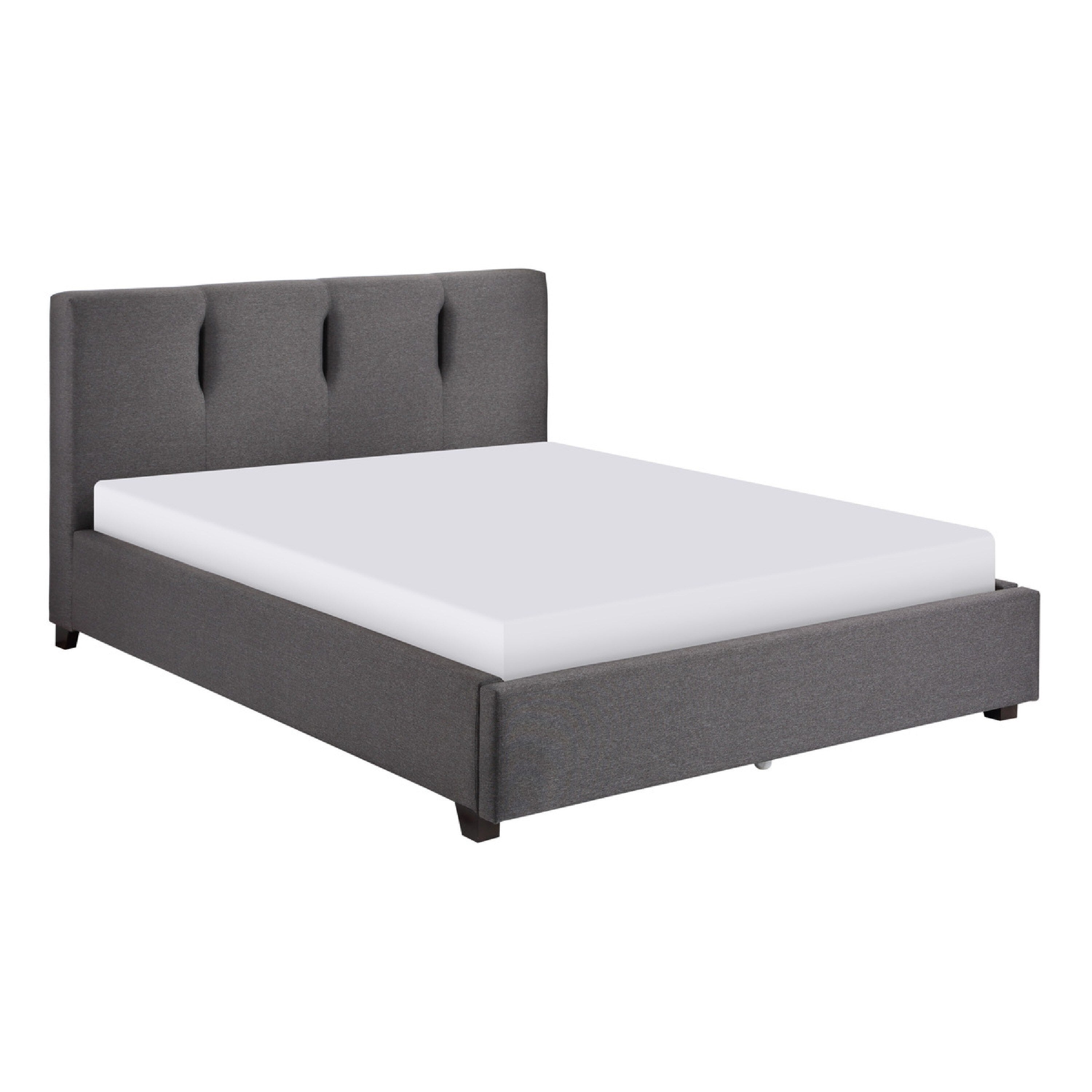 Orra Full Platform Bed Padded Headboard Channel Stitch Gray Polyester