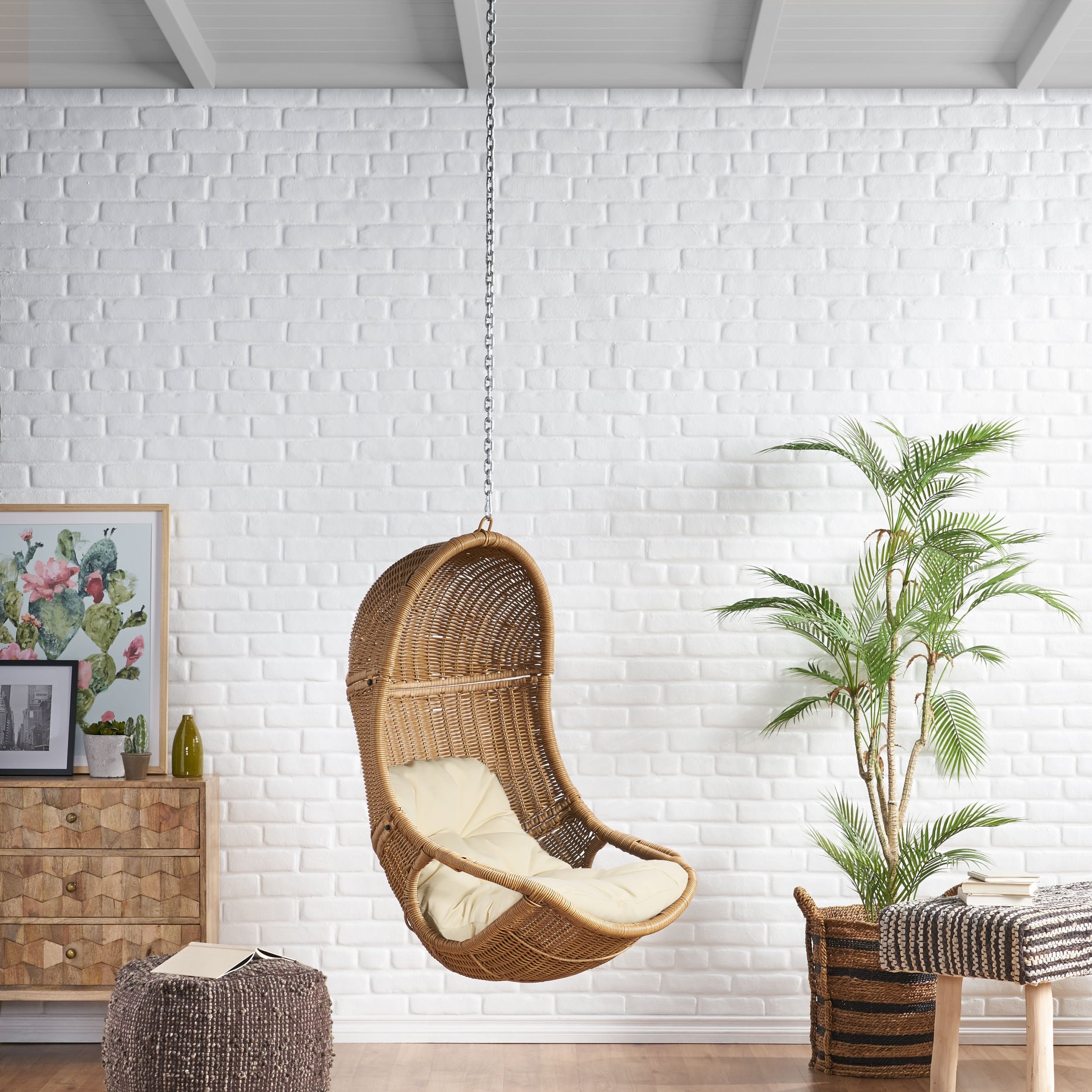 Orville Outdoor And Indoor Wicker Hanging Chair No Stand By Christopher Knight Home
