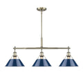 Orwell Ab Linear Pendant In Aged Brass With Navy Blue Shade