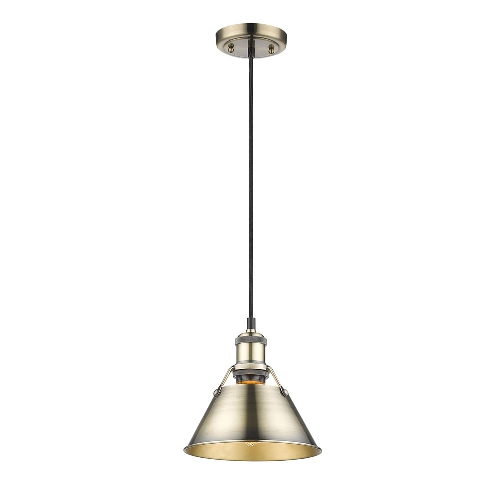 Orwell Ab Mini Pendant 10 Inches In Aged Brass With Aged Brass Shade