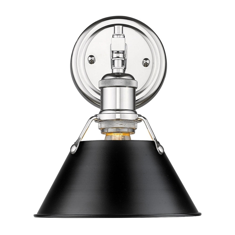 Orwell Ch 1 Light Bath Vanity In Chrome With Black Shade
