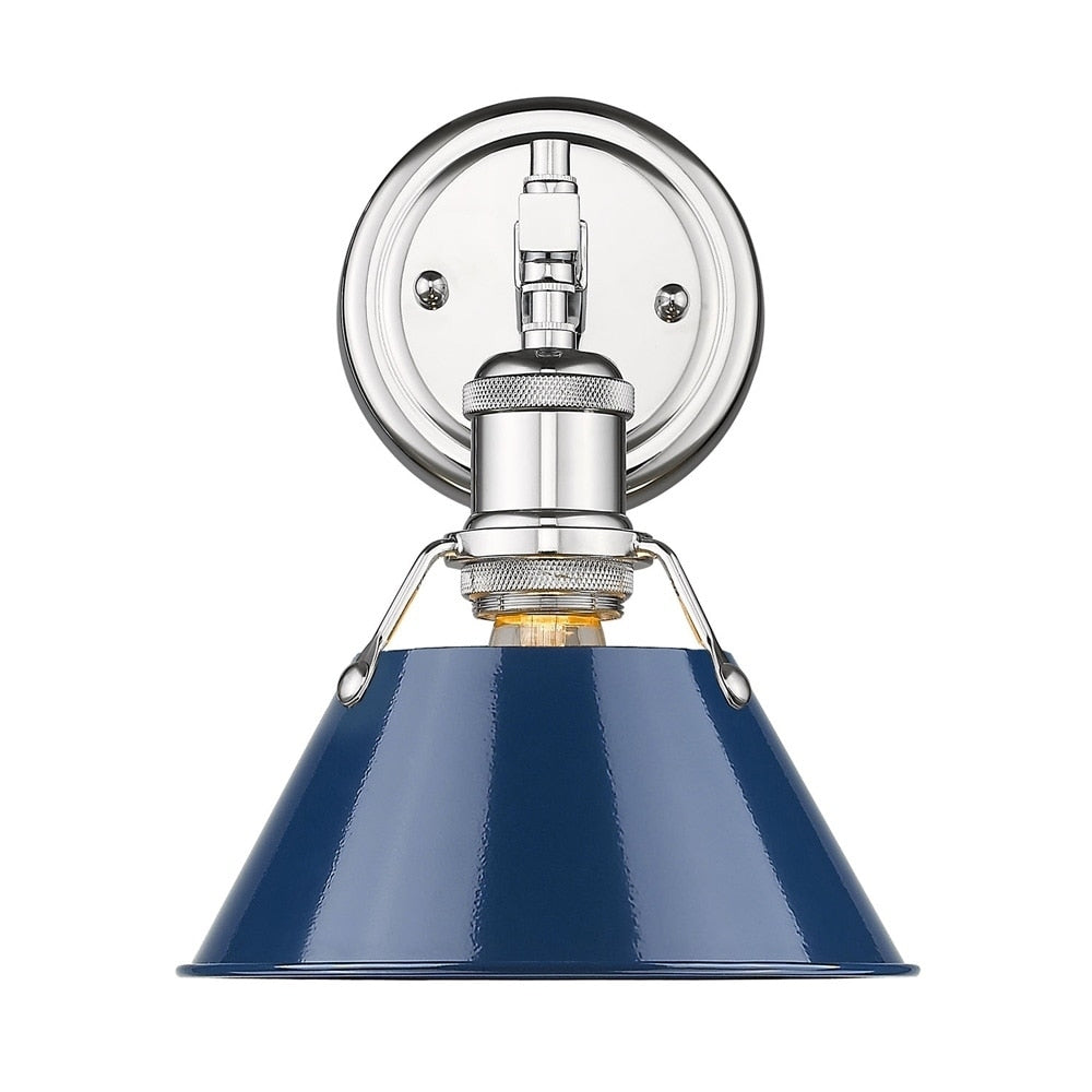 Orwell Ch 1 Light Bath Vanity In Chrome With Navy Blue Shade