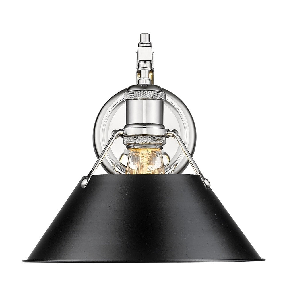 Orwell Ch 1 Light Wall Sconce In Chrome With Black Shade