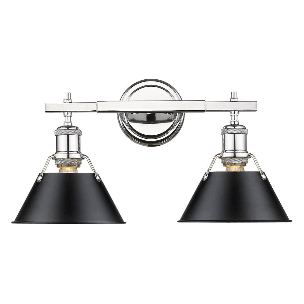 Orwell Ch 2 Light Bath Vanity In Chrome With Black Shade