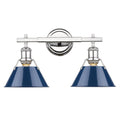 Orwell Ch 2 Light Bath Vanity In Chrome With Navy Blue Shade