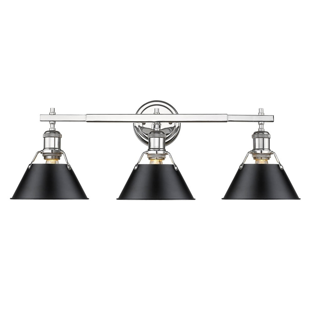 Orwell Ch Chrome 3 Light Bath Vanity With Black Shade