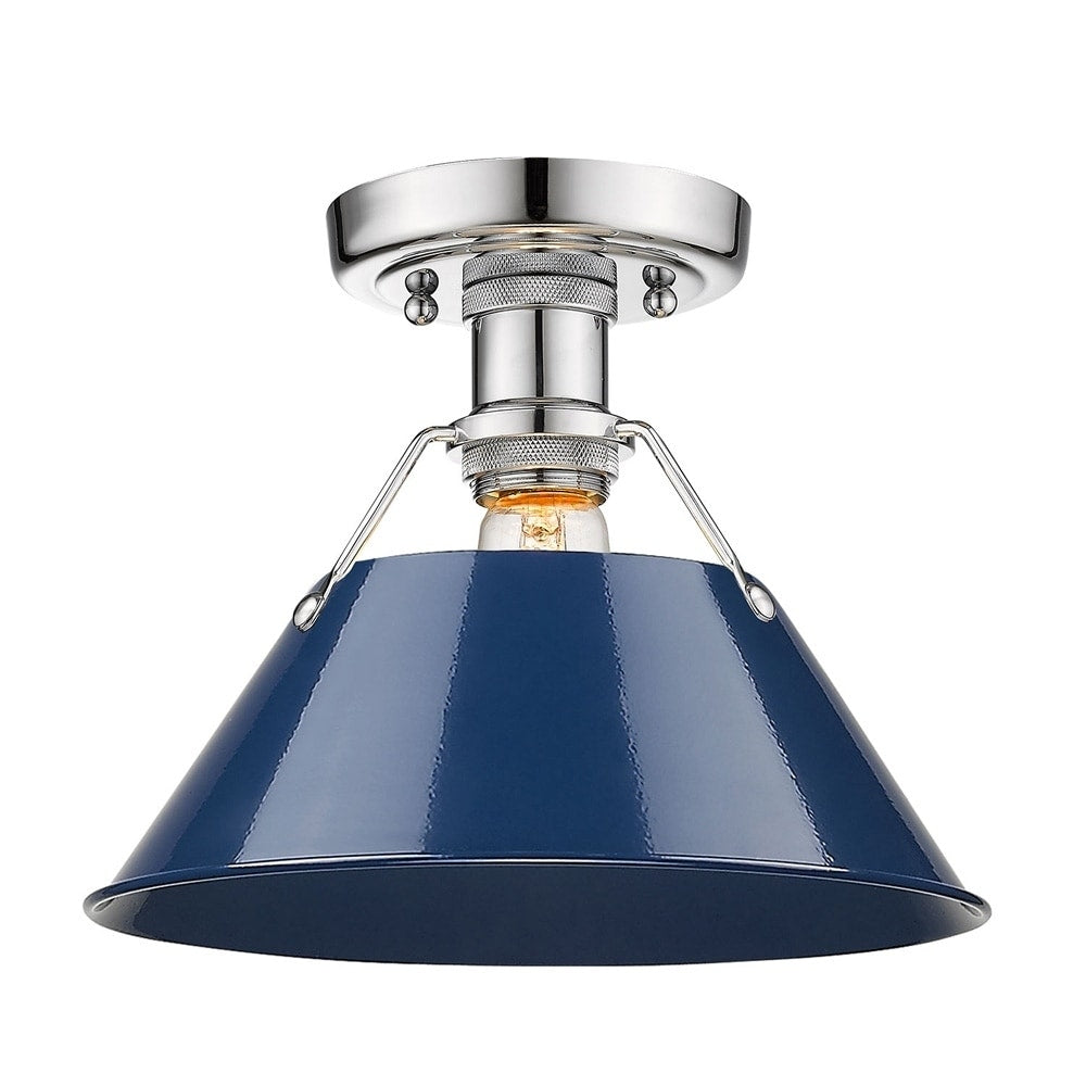 Orwell Ch Flush Mount In Chrome With Navy Blue Shade
