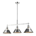 Golden Lighting Orwell Chrome Finished Steel 3 Light Linear Pendant With Chrome Shades