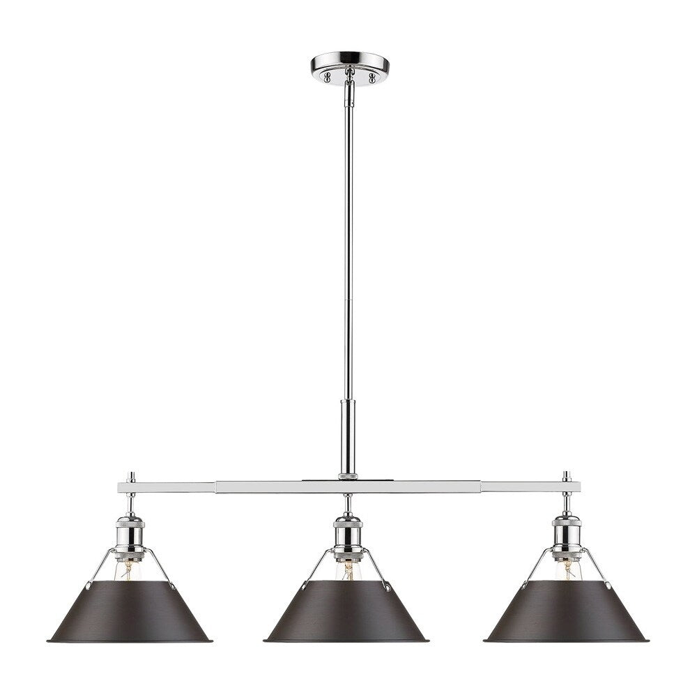 Golden Lighting Orwell Ch Steel 3 Light Linear Pendant