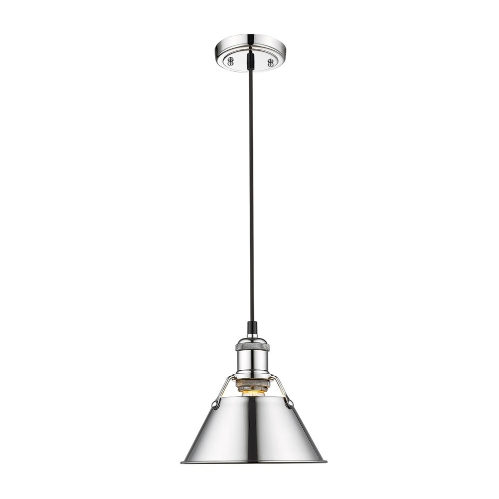 Golden Lighting Orwell 1 Light Chrome Finish Steel 7 Inch Mini Pendant With Chrome Shade