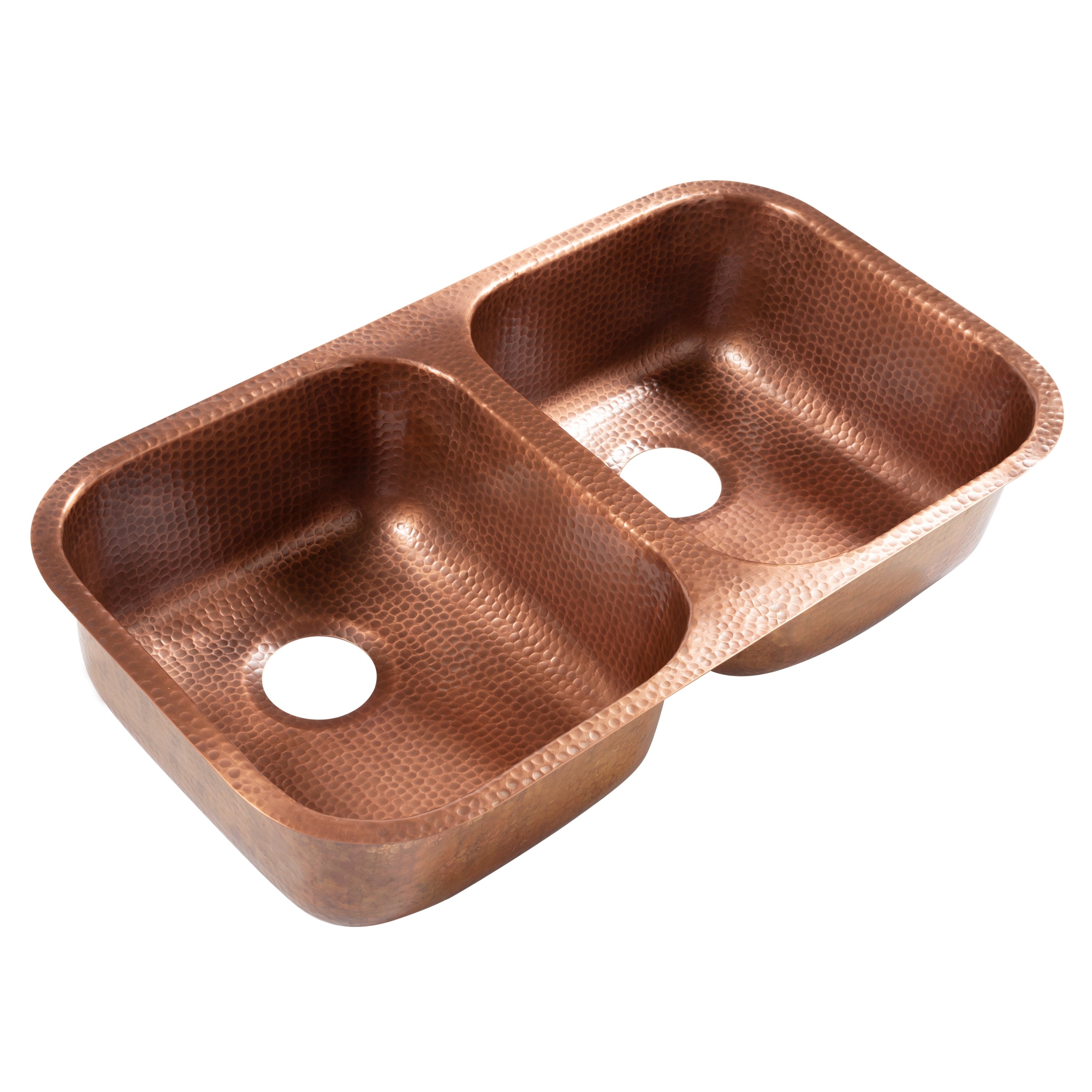 Sinkology Kadinsky Handmade Undermount Double Bowl 32 Copper Kitchen Sink Brown