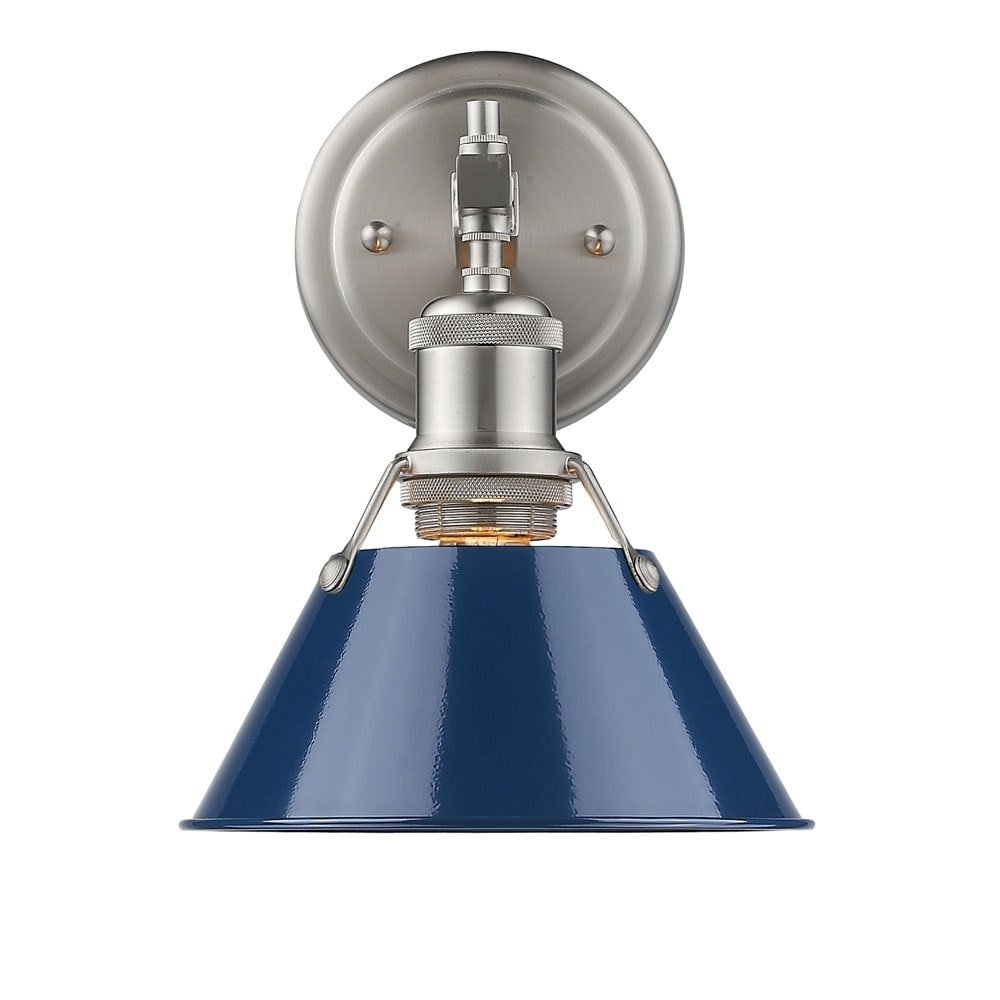 Orwell Pw 1 Light Bath Vanity In Pewter With Navy Blue Shade