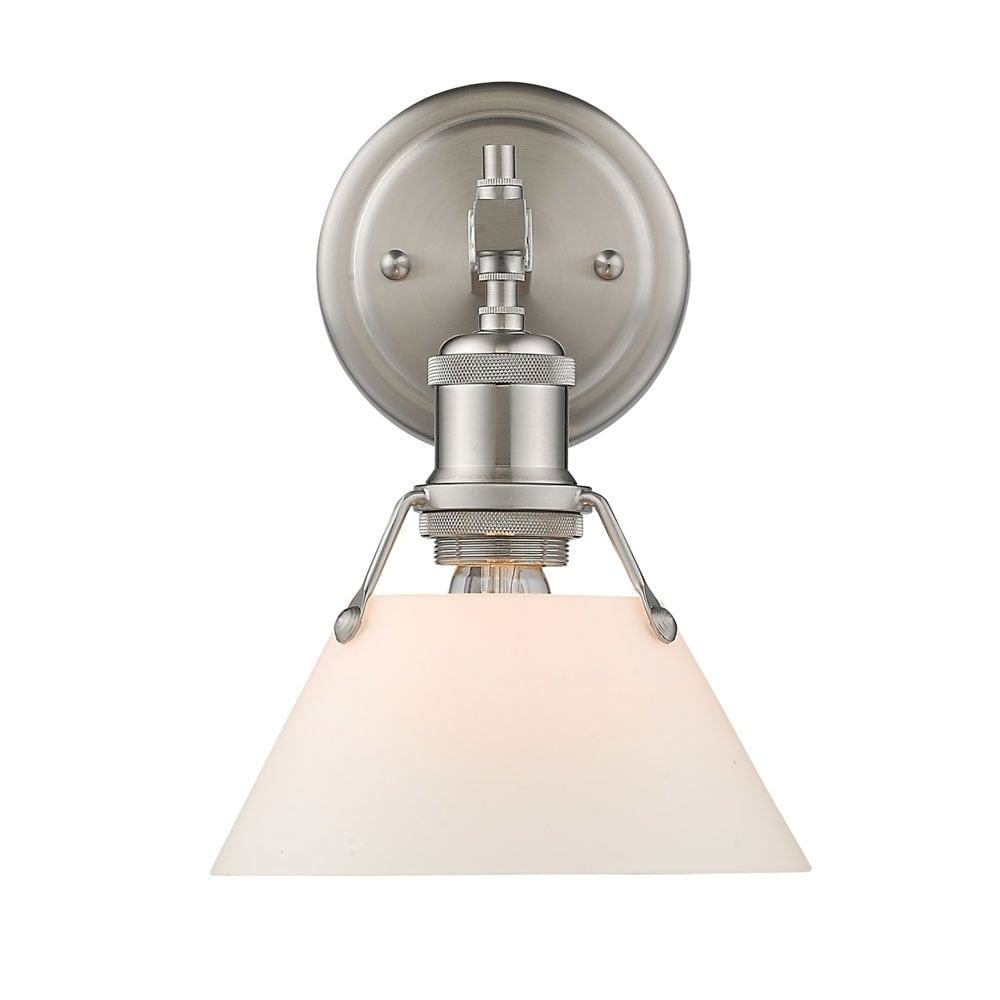 Orwell Pw 1 Light Bath Vanity In Pewter With Opal Glass Shade