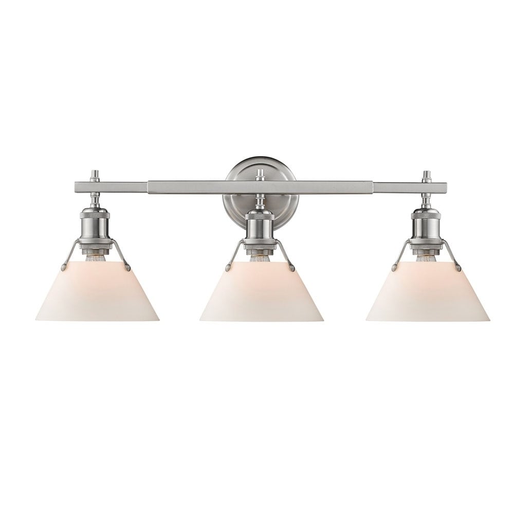 Orwell Pw 3 Light Bath Vanity In Pewter With Opal Glass Shades