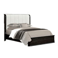 Osko Queen Bed Vertical Channeled White Upholstered Headboard Black