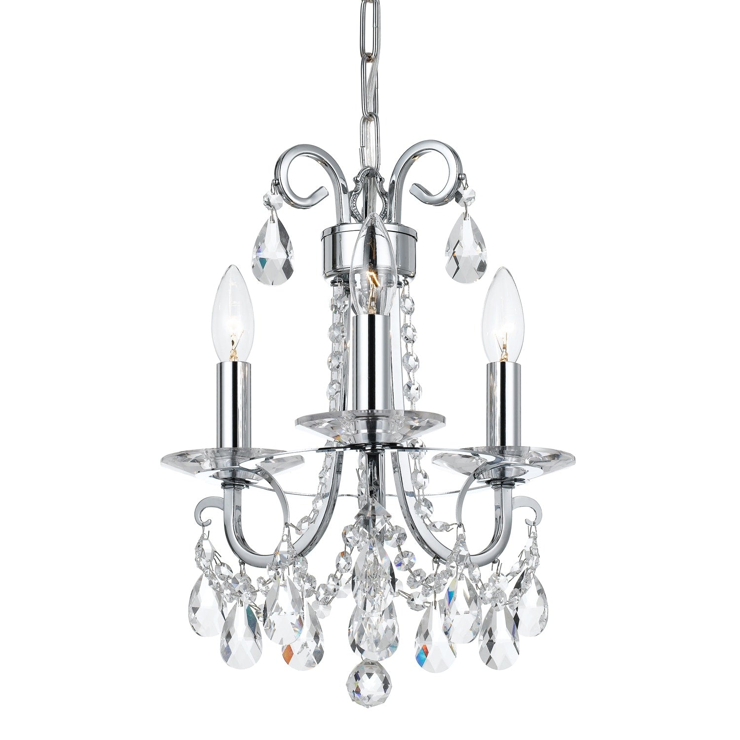 Crystorama Othello Collection 3 Light Polished Chrome Mini Chandelier