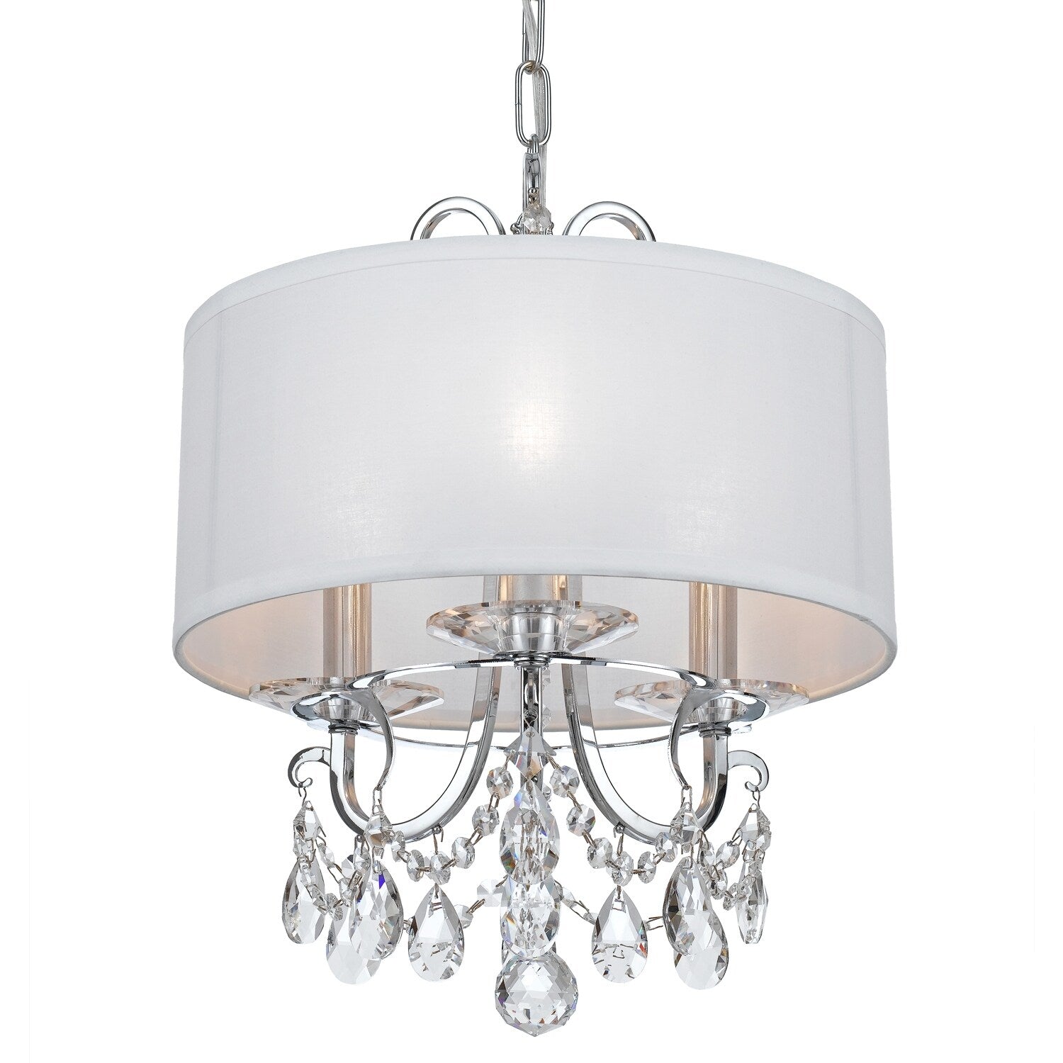 3 Light Chrome Swarovski Strass Crystal Mini Chandelier Polished Chrome