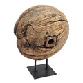 Otis Decorative Pulley Wheel On Metal Stand Brown Aged Wood 18 Inch