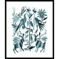 Otomi Blue By Cats And Dotz Wood Framed Wall Art Print Svelte Noir Black