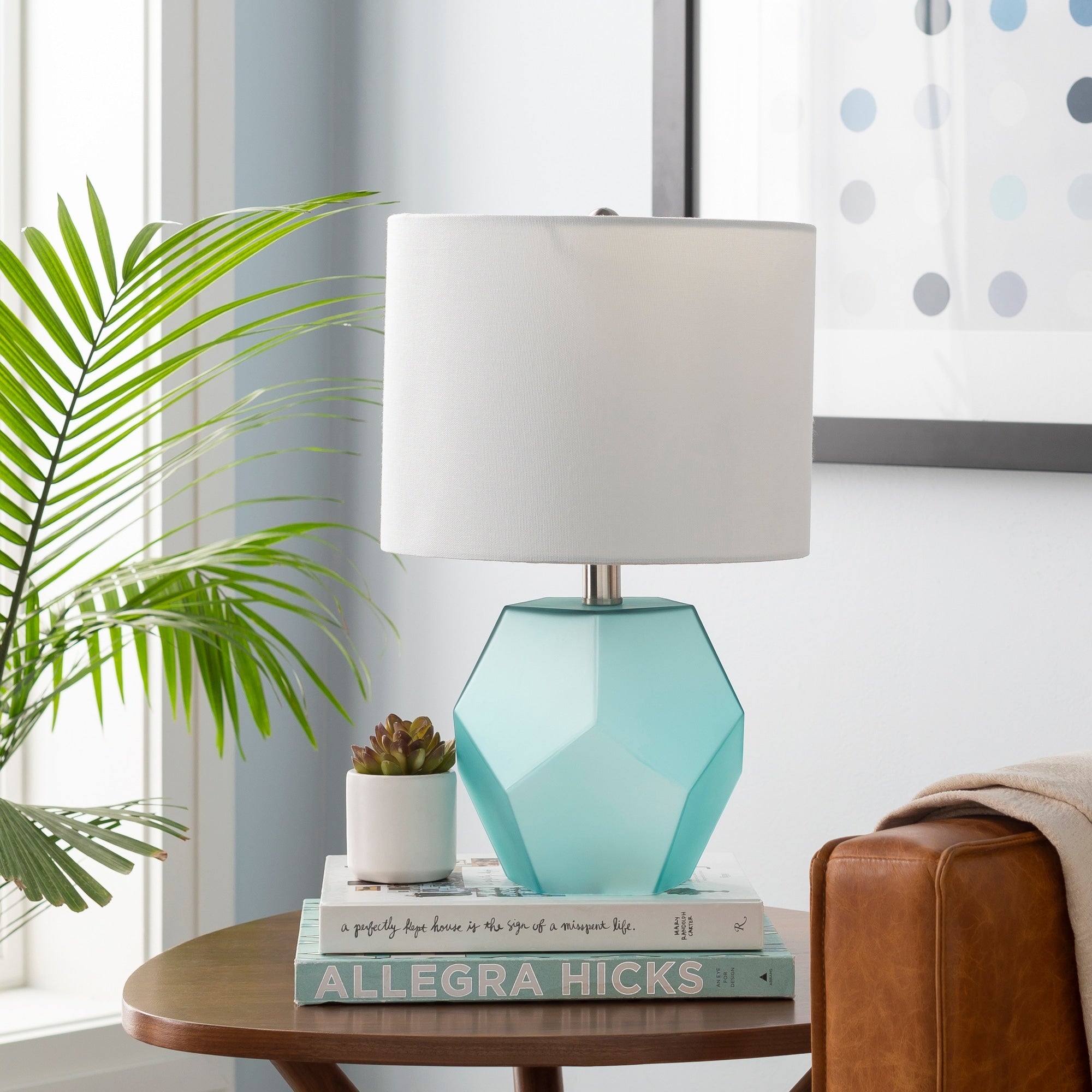 Otsu 17 In. Aqua Modern Table Lamp