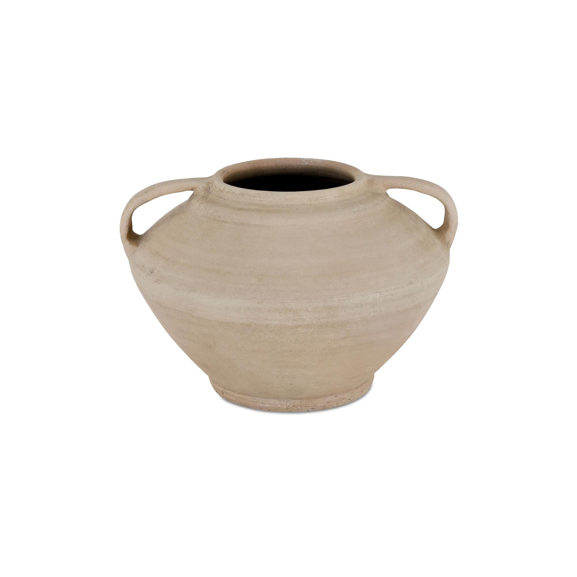 Ottilie Vase Amphora Terracotta Aged Beige Finish Molded Handle Detail