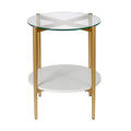 Otto Side Table In Brass With White Lacquer Shelf