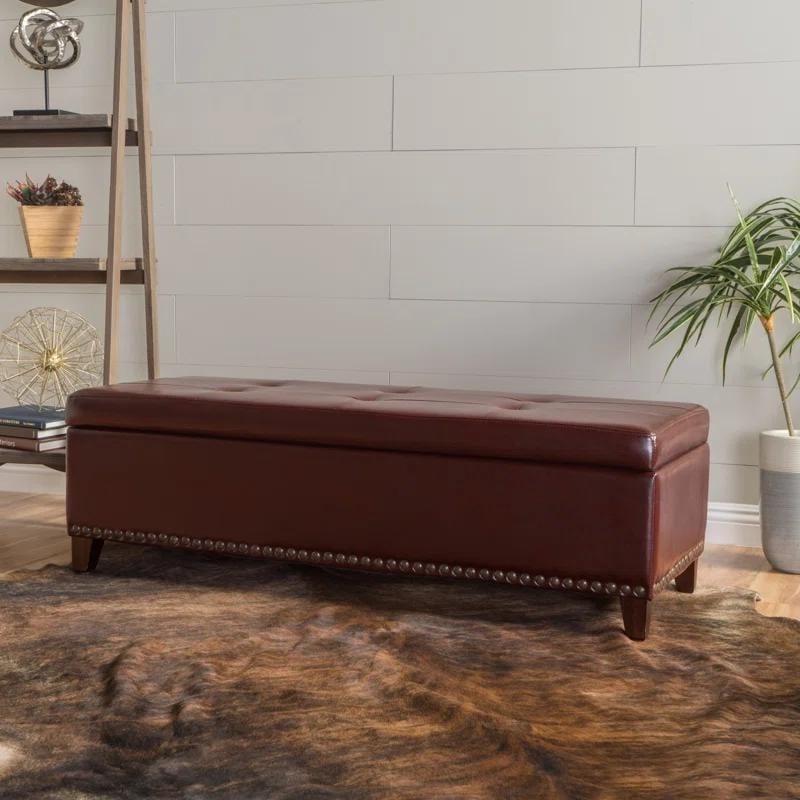 Ottoman With Storage 51 Inch Large Ottomans Storage Bench Upholstered End Of Bed Bench With Hinged Lid Long Foot Rest Stool