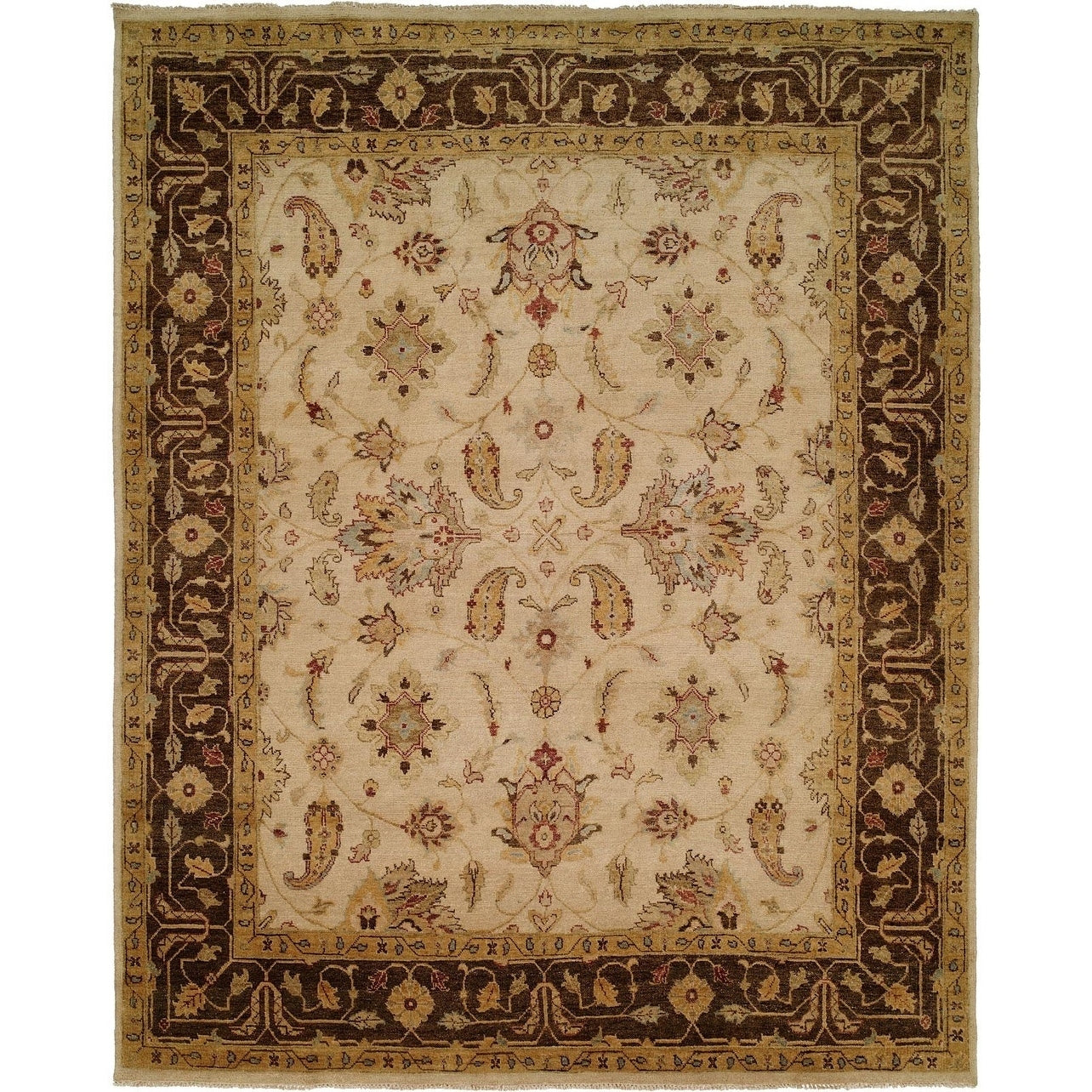 Oushak Ivory Brown Hand Knotted Area Rug 11 X 16 11 X 16